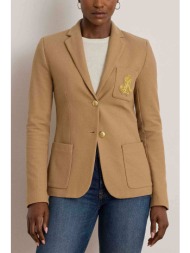 lauren ralph lauren γυναικείο σακάκι με κεντημένο monogram slim fit - 200797305018 καμηλό
