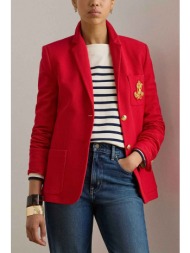 lauren ralph lauren γυναικείο σακάκι με κεντημένο monogram slim fit - 200797305030 κόκκινο