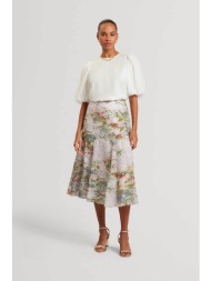 ted baker γυναικεία midi φούστα με floral print relaxed fit `layda` - 284191 ροζ