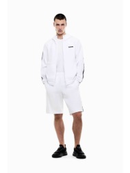 ea7 ανδρική βερμούδα με ελαστική μέση και logo tape στο πλάι regular fit - 7m001481af12660 λευκό