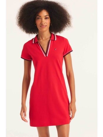 nautica γυναικείο mini φόρεμα πόλο πικέ με κεντημένο