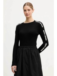 dkny γυναικείο πουλόβερ με all-over logo print ribbed - dj6r0104 μαύρο