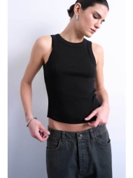 topshop γυναικείο τοπ μονόχρωμο αμάνικο `μary` - 31000872 μαύρο