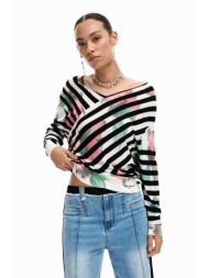 desigual γυναικείo λεπτό πουλόβερ με ριγέ σχέδιο regular fit `helsinki` - 26swjf01 μαύρο