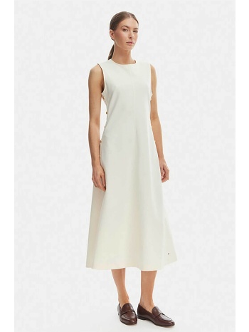 tommy hilfiger γυναικείο αμάνικο midi φόρεμα μονόχρωμο με