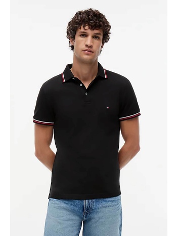 tommy hilfiger ανδρική μπλούζα πόλο με κεντημένο logo flag
