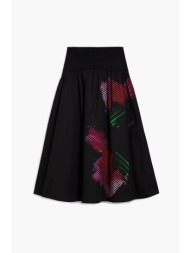 desigual γυναικεία midi φούστα με floral print regular fit `cane` - 26swfw02 μαύρο