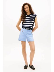 tommy hilfiger γυναικείο σορτς με χρυσά κουμπιά regular fit - ww0ww49592 γαλάζιο