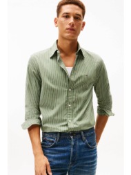 tommy hilfiger ανδρικό πουκάμισο button down με ριγέ σχέδιο και κεντημένο logo flag regular fit - mw