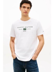 tommy hilfiger ανδρικό t-shirt με λογότυπο regular fit - mw0mw42365 λευκό
