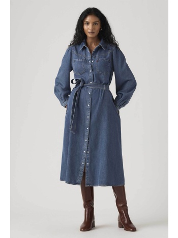 levi`s® γυναικείο denim midi φόρεμα σεμιζιέ με ζώνη