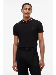 tommy hilfiger ανδρική μπλούζα πόλο με κεντημένο logo flag slim fit - mw0mw34752 μαύρο