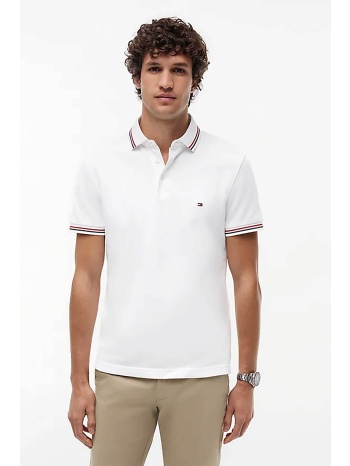 tommy hilfiger ανδρική μπλούζα πόλο με κεντημένο logo flag