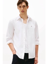 tommy hilfiger ανδρικό πουκάμισο button down με κεντημένο λογότυπο regular fit - mw0mw39988 λευκό
