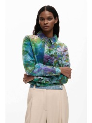 desigual γυναικείo denim jacket με floral κεντήματα `flora` - 26swed09 πράσινο tropical