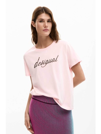 desigual γυναικείo t-shirt και λογότυπο με στρας regular