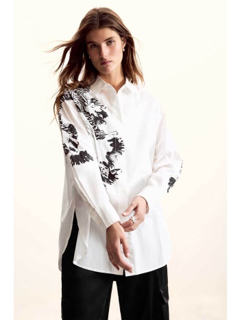 desigual γυναικείo πουκάμισο με all-over print `cam orchid`