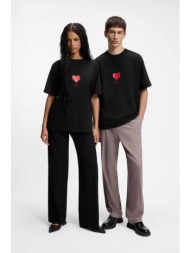 hugo boss unisex t-shirt με print origami καρδιές relaxed fit `dalentin` - 50553429 μαύρο