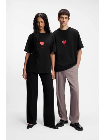 hugo boss unisex t-shirt με print origami καρδιές relaxed