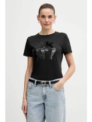 dkny γυναικείο t-shirt με logo print απο στρας - dj6t1684 μαύρο