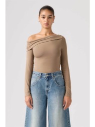 levi`s® γυναικεία μπλούζα off shoulder slim fit `clara` - 005it0002 μπεζ
