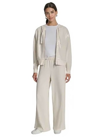 dkny γυναικείο παντελόνι φόρμας μονόχρωμο - dj6p3115 εκρού