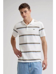 lee® ανδρική μπλούζα πόλο πικέ με ριγέ σχέδιο και κεντημένο λογότυπο regular fit - 112376476 λευκό