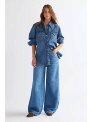 wrangler® γυναικείο τζιν παντελόνι πεντάτσεπο loose wide fit `canyon` - 112378703 denim blue