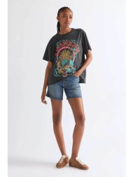 wrangler® γυναικείο ψηλόμεσο denim σορτς πεντάτσεπο relaxed fit `cowboy` (5`) - 112378216 denim blue