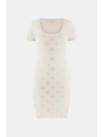 guess γυναικείο mini πλεκτό φόρεμα με all-over logo print