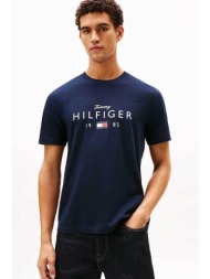 tommy hilfiger ανδρικό t-shirt με logo print regular fit - mw0mw41455 μπλε σκούρο