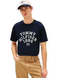 tommy hilfiger ανδρικό t-shirt με logo print regular fit - mw0mw41470 μπλε σκούρο