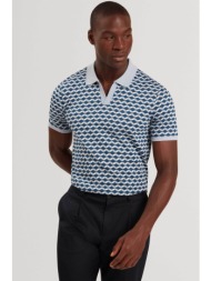 ted baker ανδρική μπλούζα πόλο με geometric jacquard pattern slim fit `lirien` - 282396 μπλε