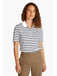 tommy hilfiger γυναικεία μπλούζα πόλο πικέ με κεντημένο logo flag regular fit - ww0ww43224 εκρού