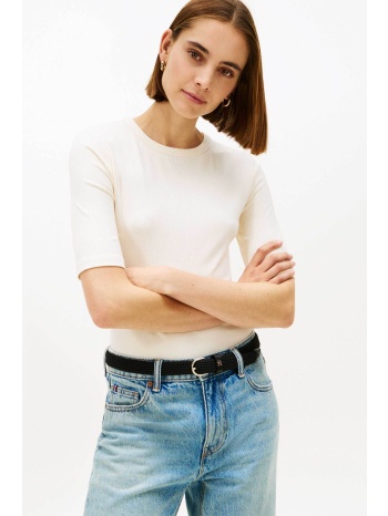 tommy hilfiger γυναικεία κοντομάνικη μπλούζα ribbed slim