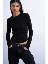 topshop γυναικεία μπλούζα μονόχρωμη με μακρύ μανίκι `tsbea` - 31000481 μαύρο