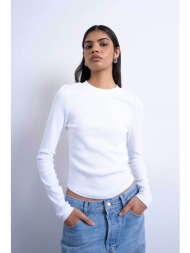 topshop γυναικεία μπλούζα μονόχρωμη με μακρύ μανίκι `tsbea` - 31000481 λευκό