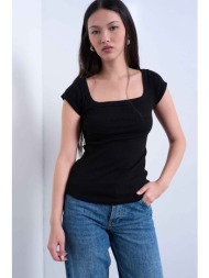 topshop γυναικεία μπλούζα με καρέ λαιμόκοψη `tseveryday` - 31000914 μαύρο