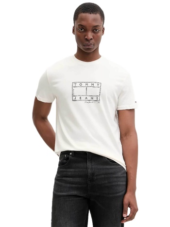 tommy jeans ανδρικό t-shirt με λογότυπο regular fit 