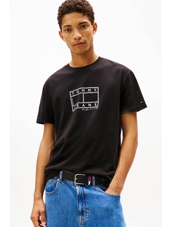 tommy jeans ανδρικό t-shirt με λογότυπο regular fit 