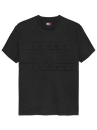 tommy jeans ανδρικό t-shirt με λογότυπο regular fit - dm0dm22312 μαύρο