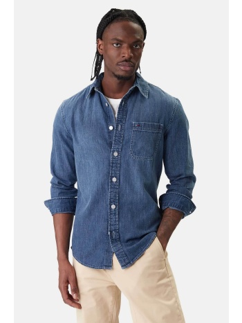 tommy jeans ανδρικό denim πουκάμισο με λογότυπο regular fit