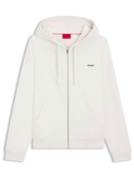 hugo boss ανδρική ζακέτα φούτερ με κουκούλα relaxed fit - 50548651 λευκό