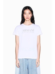 armani exchange γυναικείο t-shirt με λογότυπο από στρας regular fit - xw002294af17172 λευκό