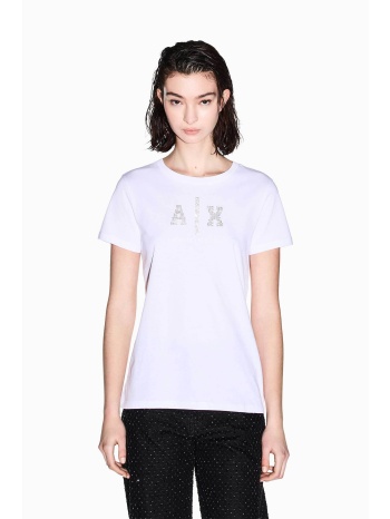 armani exchange γυναικείο t-shirt με monogram από στρας