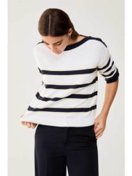 pennyblack γυναικεία πλεκτή μπλούζα με ριγέ σχέδιο `pbbfilm` - 2611361153200 λευκό
