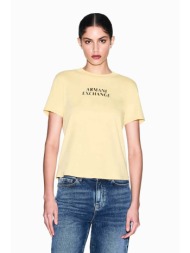 armani exchange γυναικείο t-shirt με λογότυπο regular fit - xw002324af10356 κίτρινο ανοιχτό