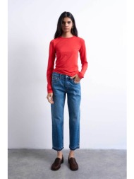 topshop γυναικείο τζιν παντελόνι cropped straight fit `runway` - 31000966 denim blue