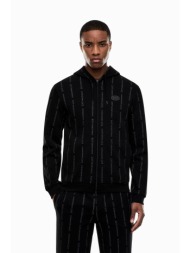 ea7 ανδρική ζακέτα φούτερ με κουκούλα και ριγέ logo motif regular fit - 7m001392af12660 μαύρο