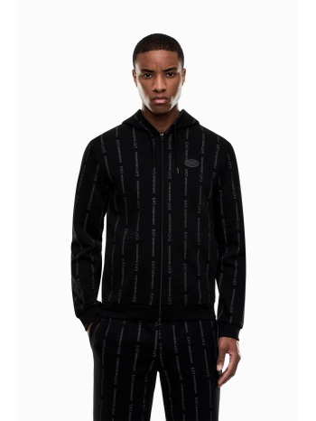 ea7 ανδρική ζακέτα φούτερ με κουκούλα και ριγέ logo motif